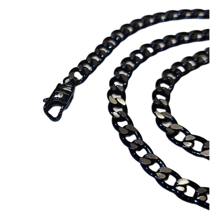 Men’s 7mm Blue Stainless Steel Cuban Curb Chain Necklace