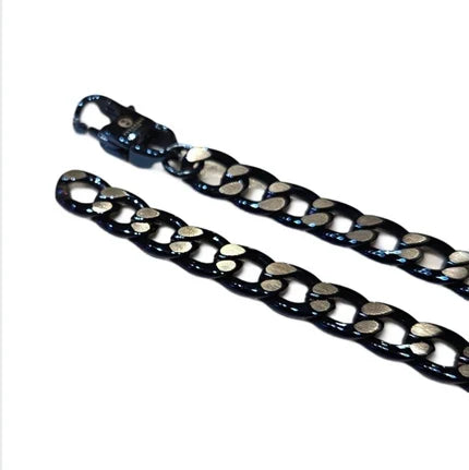 Men’s 7mm Blue Stainless Steel Cuban Curb Chain Necklace