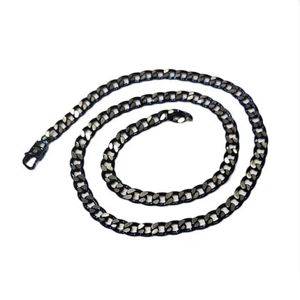 Men’s 7mm Blue Stainless Steel Cuban Curb Chain Necklace