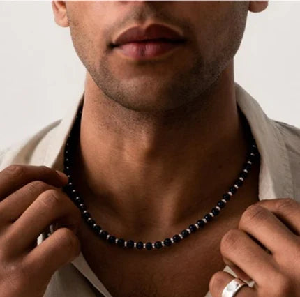 Men's Black Cultured Freshwater Pearl Strand Necklace