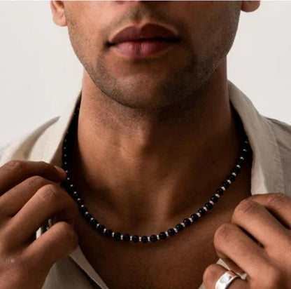 Men's Black Cultured Freshwater Pearl Strand Necklace