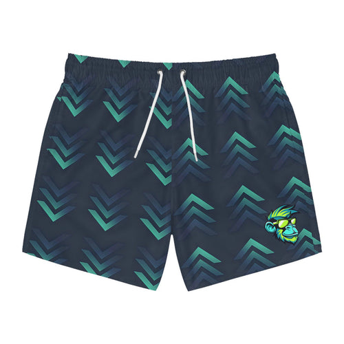Men's Geometric Arrow Swim Trunks — Teal Chevron AOP
