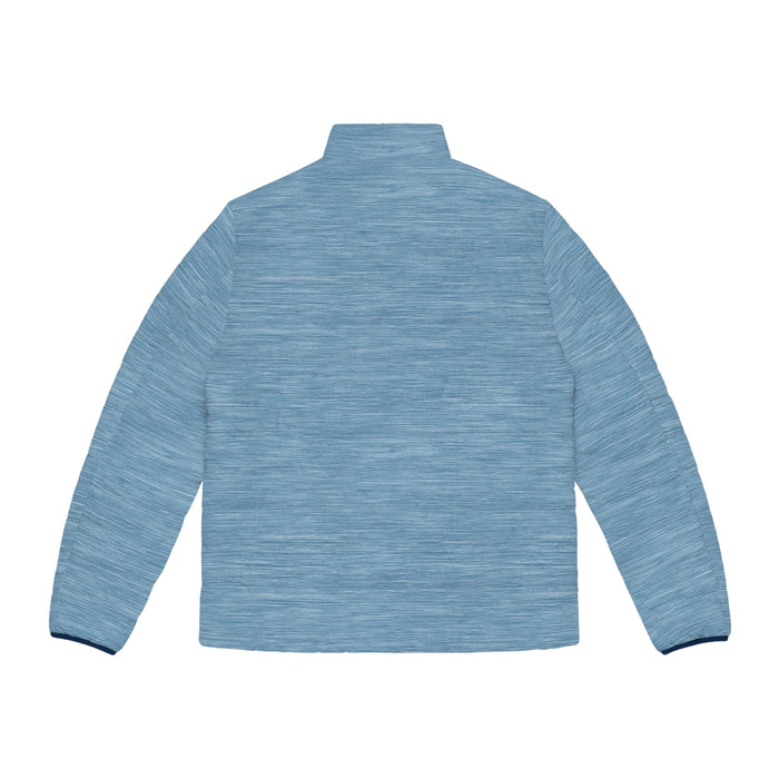 Men's Heathered Blue Puffer Jacket — Lightweight Insulated Outerwear