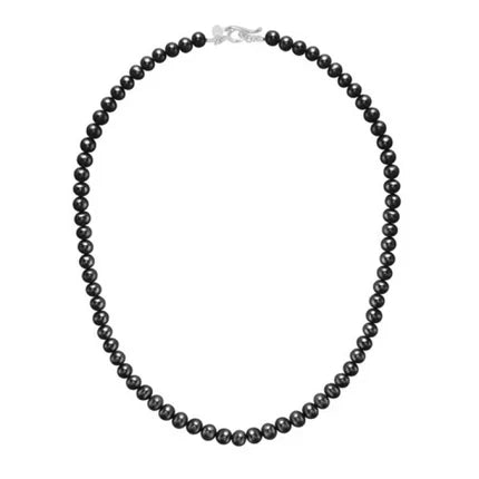 Men's Medium Black Freshwater Pearl Necklace