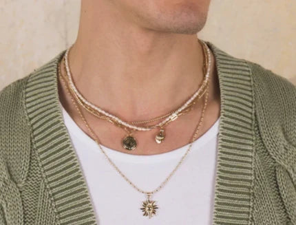 Mens Small Rice Pearl Necklace