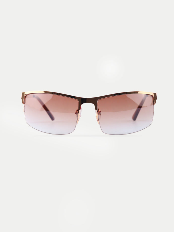 Metal Wrap Visor Sunglasses | Gold-Image 1