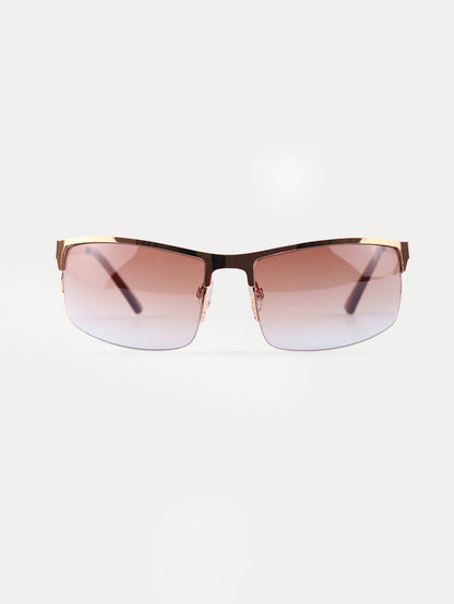 Metal Wrap Visor Sunglasses | Gold-Image 1