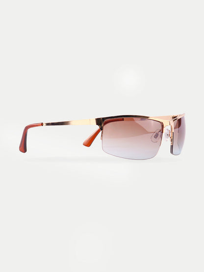 Metal Wrap Visor Sunglasses | Gold-Image 3