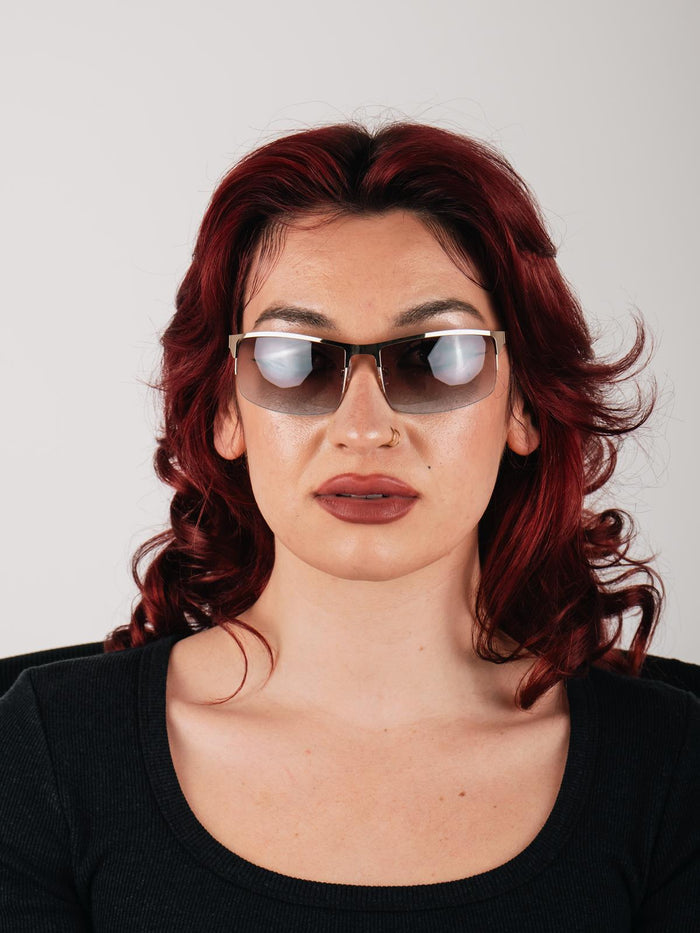 Metal Wrap Visor Sunglasses | Gold-Image 4