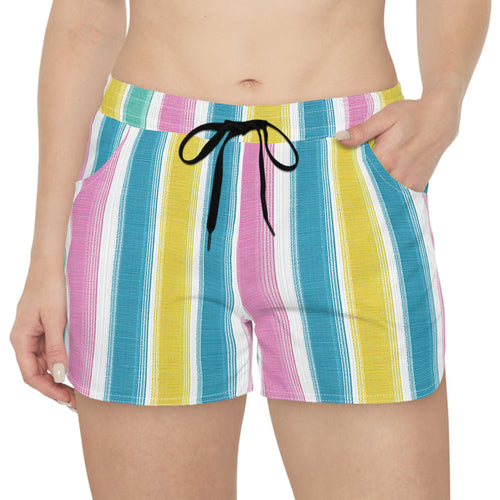Miami Vice Vertical Stripe Women's Casual Shorts — Nautical Summer Lounge Shorts
