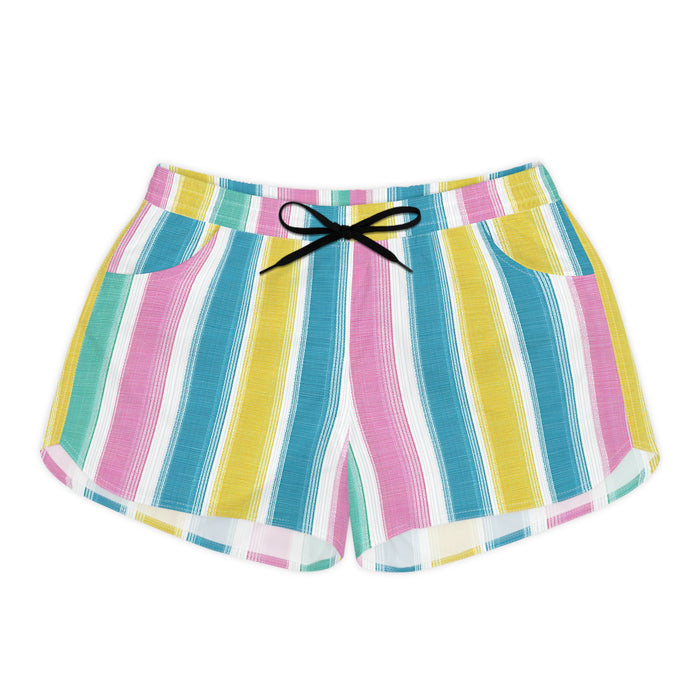 Miami Vice Vertical Stripe Women's Casual Shorts — Nautical Summer Lounge Shorts