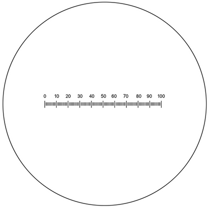 Microscope Eyepiece Reticle Linear Scale Micrometer Ruler Dia. 22mm, 5mm/100 Div., SKU RT20101141, three quarter front view