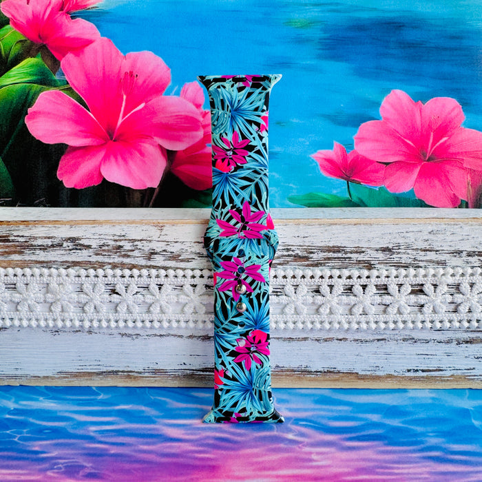 Midnight Tropics Print Silicone Band For Apple Watch