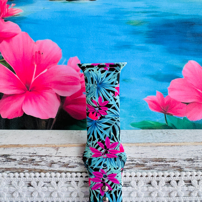 Midnight Tropics Print Silicone Band For Apple Watch