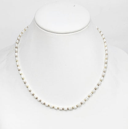 Mini Beaded Necklace with Pearls and Stainless Steel Spacer beads