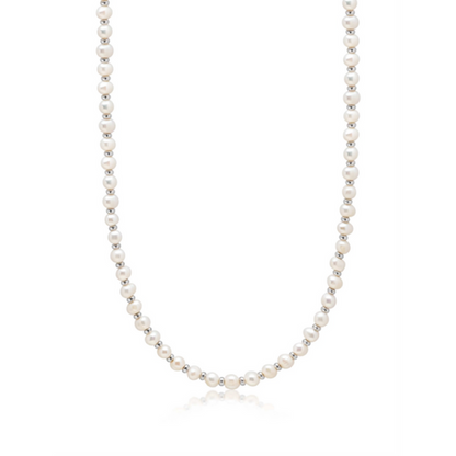 Mini Beaded Necklace with Pearls and Stainless Steel Spacer beads
