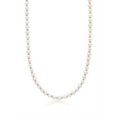 Mini Beaded Necklace with Pearls and Stainless Steel Spacer beads