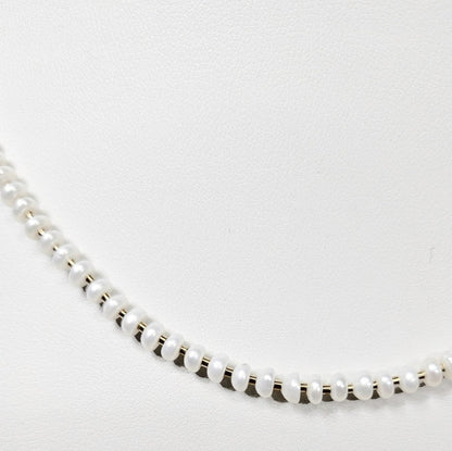 Mini Beaded Necklace with Pearls and Stainless Steel Spacer beads