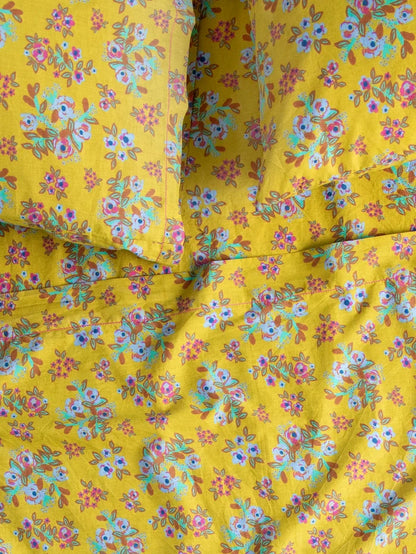 Mix & Match Sooo Soft Cotton Flat Sheet - Chartreuse Bouquet Blooms-view 4