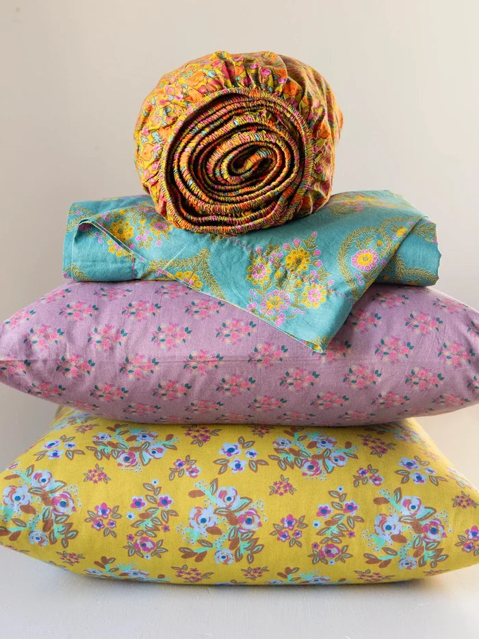 Mix & Match Sooo Soft Cotton Pillowcase, Single - Chartreuse Bouquet Blooms-view 3