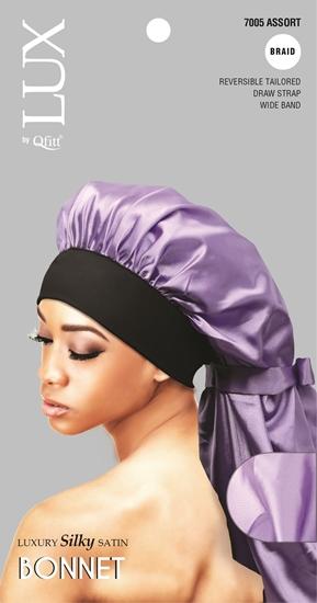 M&M Qfitt  LUX -  Luxury Silky Satin Bonnet -Braid # 7005 Assort  -6/packs - Palms Fashion Inc.