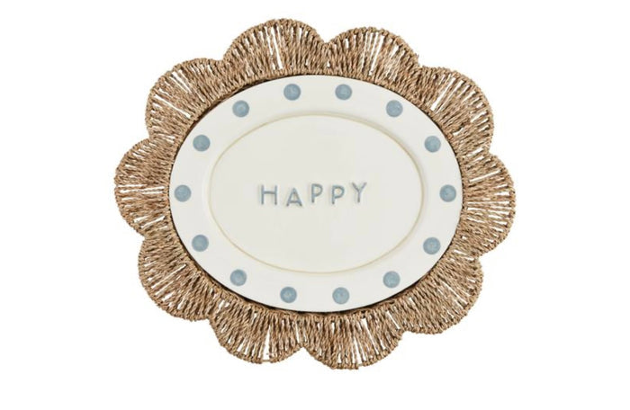 Mud Pie Happy Woven Platter Set