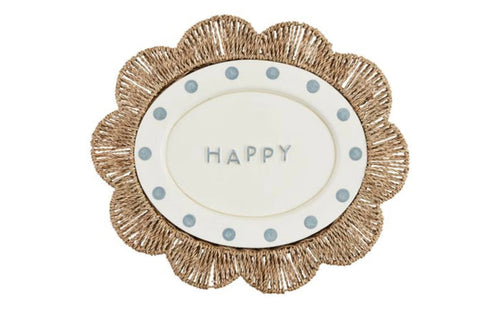 Mud Pie Happy Woven Platter Set