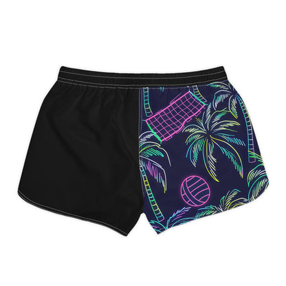 Neon Palm Volleyball Women’s Casual Shorts — Tropical Beach Vibes AOP