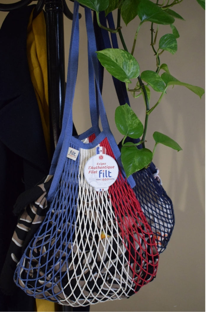 Net Shopping Bag w/Large Handle Bleu Blanc Rouge