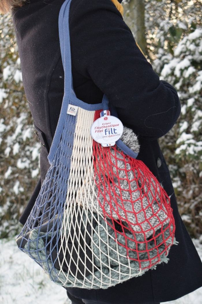 Net Shopping Bag w/Large Handle Bleu Blanc Rouge