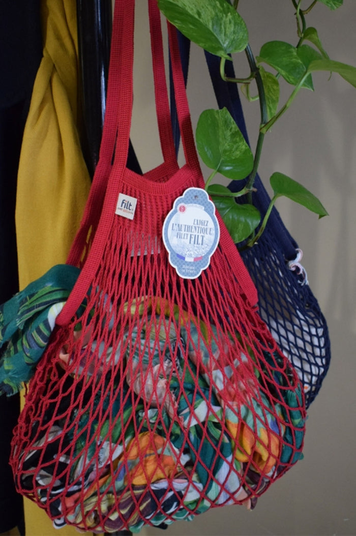 Net Shopping Bag w/Large Handle Rouge