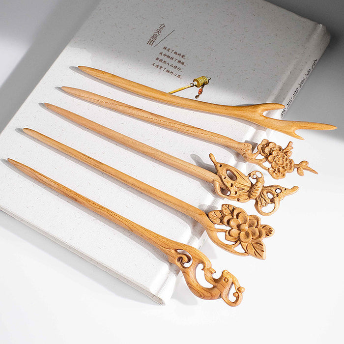 PF192 - Peach Wood Hair Sticks - Wholesale