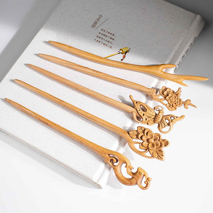 PF192 - Peach Wood Hair Sticks - Wholesale