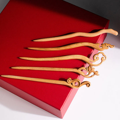 PF192 - Peach Wood Hair Sticks - Wholesale