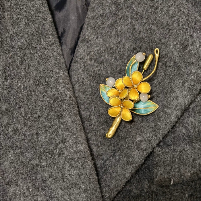 PF206 - Yellow Flowers Ronghua Brooch - Wholesale