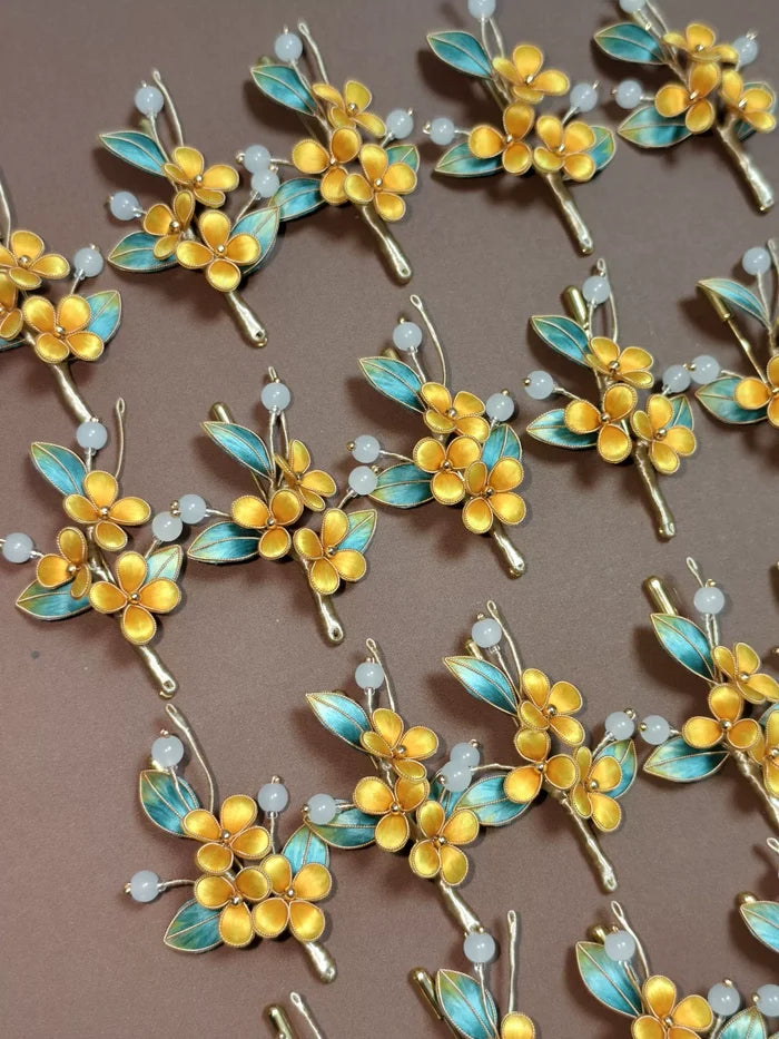 PF206 - Yellow Flowers Ronghua Brooch - Wholesale