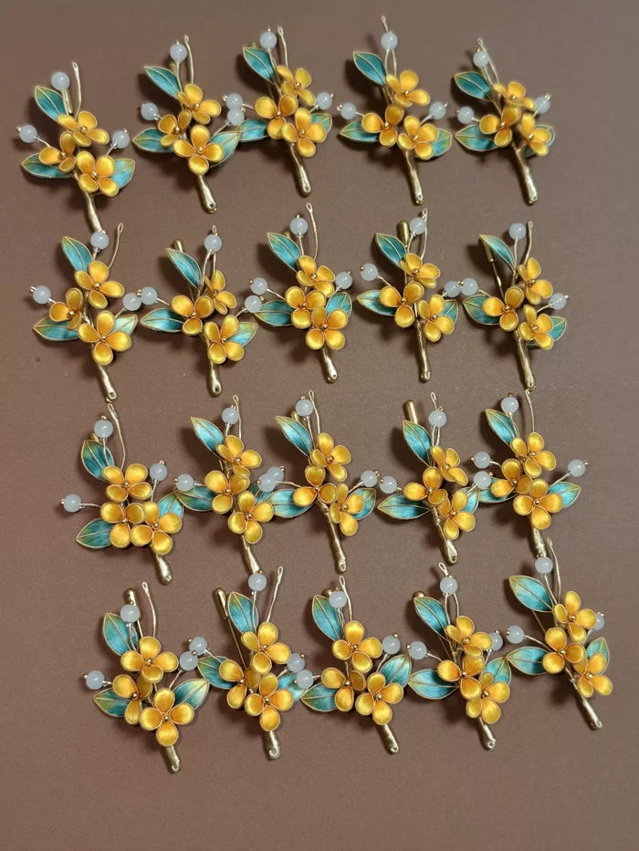 PF206 - Yellow Flowers Ronghua Brooch - Wholesale