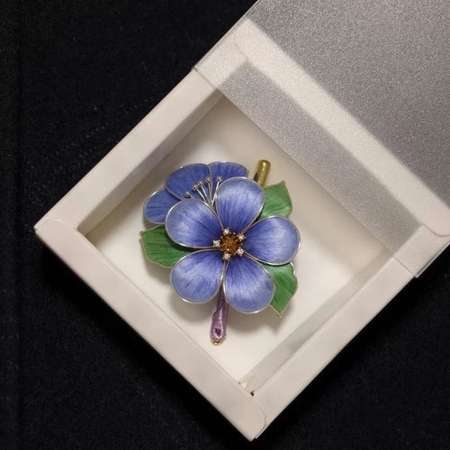 PF207 - Blue Flower Ronghua Brooch - Wholesale