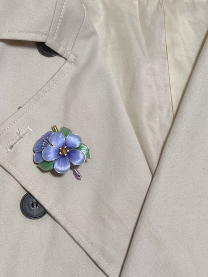 PF207 - Blue Flower Ronghua Brooch - Wholesale