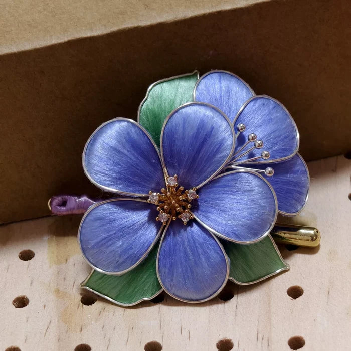 PF207 - Blue Flower Ronghua Brooch - Wholesale
