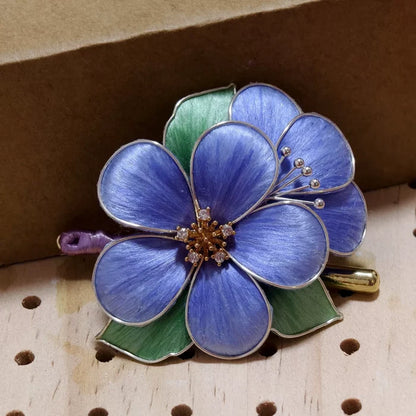 PF207 - Blue Flower Ronghua Brooch - Wholesale