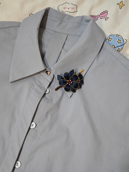 PF207 - Blue Flower Ronghua Brooch - Wholesale