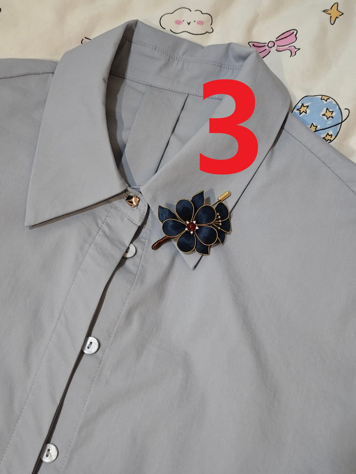 PF207 - Blue Flower Ronghua Brooch - Wholesale