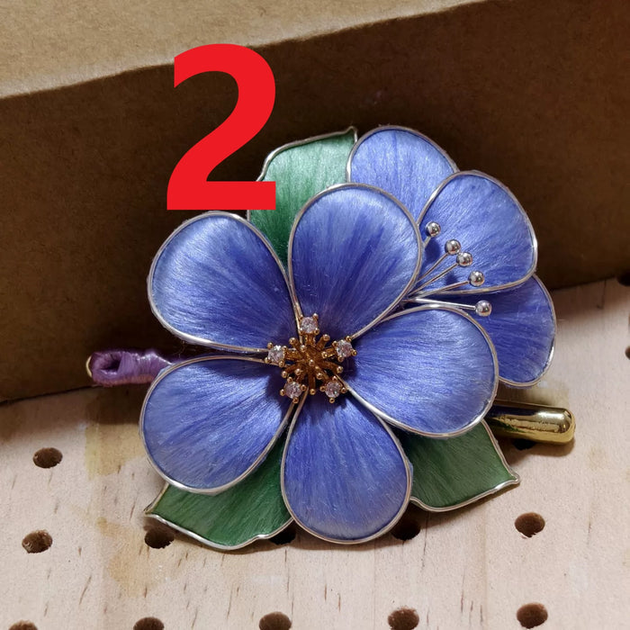 PF207 - Blue Flower Ronghua Brooch - Wholesale