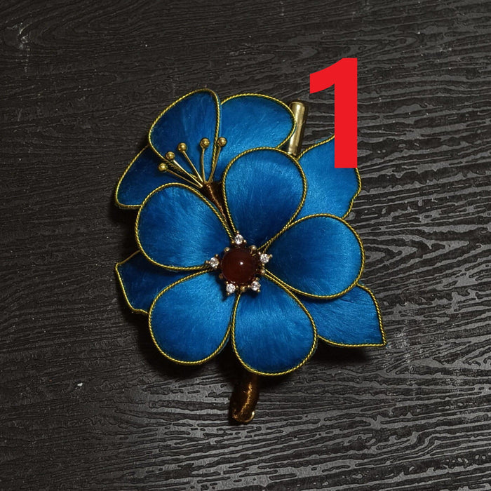 PF207 - Blue Flower Ronghua Brooch - Wholesale