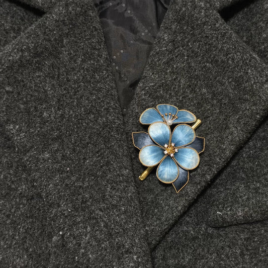 PF210 - Blue Flower Ronghua Brooch - Wholesale