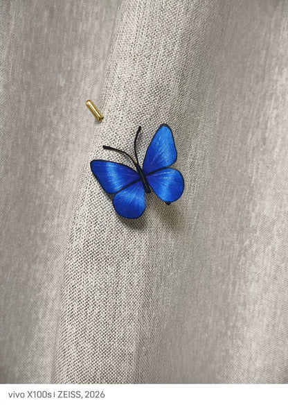 PF211 - Blue Butterfly Ronghua Brooch - Wholesale