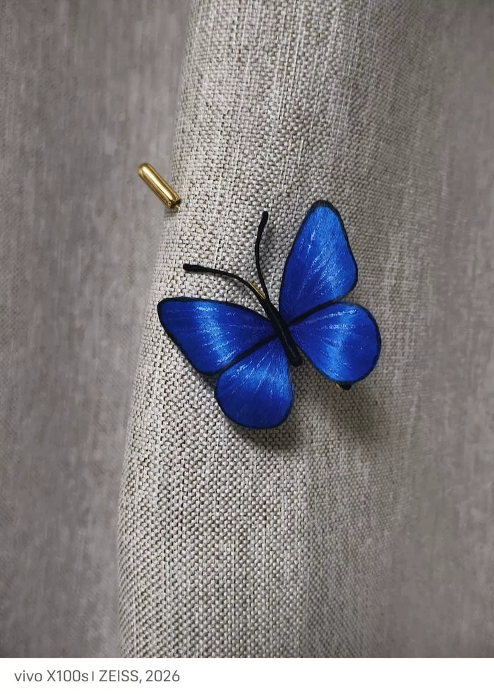PF211 - Blue Butterfly Ronghua Brooch - Wholesale