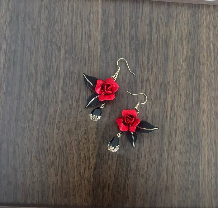 PF237 - Red Rose Chanhua Earrings - Wholesale