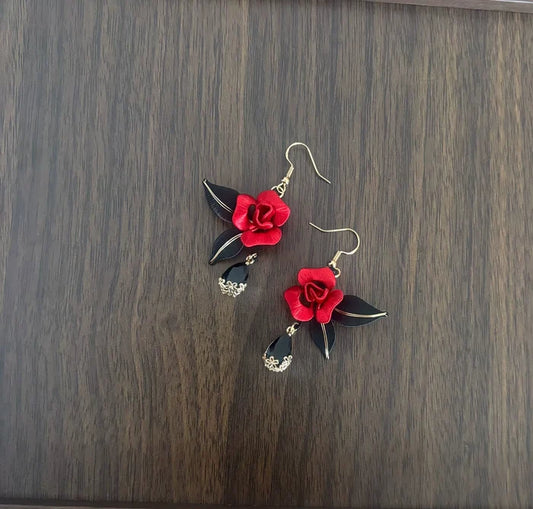 PF237 - Red Rose Chanhua Earrings - Wholesale